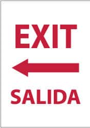 NMC - Exit, Pressure Sensitive Vinyl Exit Sign - 14" Wide x 20" High, English/Spanish - Exact Tooling