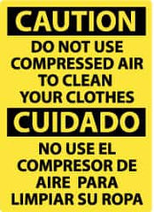 NMC - "Caution - Do Not Use Compressed Air to Clean Your Clothes", 14" Long x 10" Wide, Aluminum Safety Sign - Rectangle, 0.04" Thick, Use for Accident Prevention - Exact Tooling