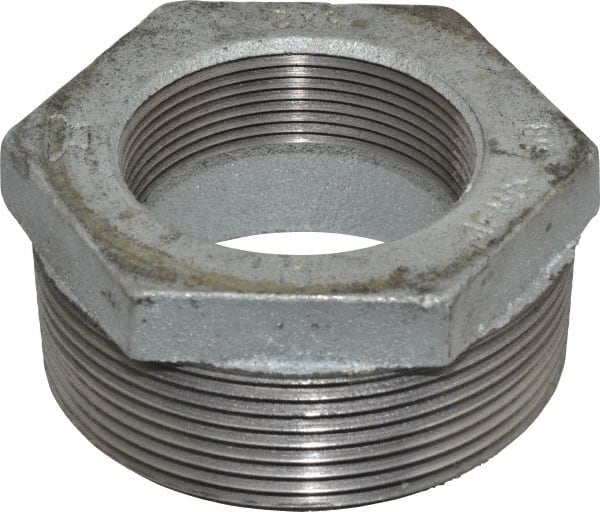 Made in USA - Class 150, 3 x 2" Galvanized Pipe Hex Bushing - Threaded, Malleable Iron - Exact Tooling