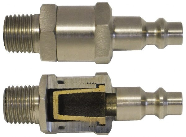 Coilhose Pneumatics - 1/4 Male NPT Tru-Flate Automotive Pneumatic Hose Connector - Brass Nickel Plated, 3/8" Body Diam - Exact Tooling