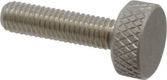 Gibraltar - #10-32 Knurled Shoulderless Grade 18-8 Stainless Steel Thumb Screw - 15/16" OAL, 7/16" Head Diam x 3/16" Head Height - Exact Tooling