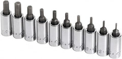 SK - 10 Piece 1/4" Drive Inch Hex Bit Socket Set - 1/16 to 1/4" Hex - Exact Tooling