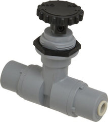 Specialty Mfr - 1/4" Pipe, Inline Needle Valve - EPDM Seal, Push To Connect x Push To Connect Ends, PVC Valve, 125 Max psi - Exact Tooling