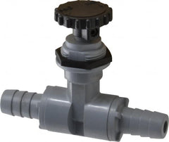 Specialty Mfr - 1/2" Pipe, Inline Needle Valve - EPDM Seal, Barbed x Barbed Ends, PVC Valve, 125 Max psi - Exact Tooling
