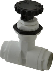 Specialty Mfr - 1/4" Pipe, Inline Needle Valve - PTFE Seal, FNPT x FNPT Ends, Polypropylene Valve, 125 Max psi - Exact Tooling