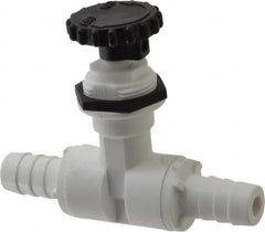 Specialty Mfr - 1/2" Pipe, Inline Needle Valve - PTFE Seal, Barbed x Barbed Ends, Polypropylene Valve, 125 Max psi - Exact Tooling