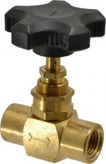Specialty Mfr - 1/4" Pipe, Inline Needle Valve - FNPT x FNPT Ends, Brass Valve, 500 Max psi - Exact Tooling