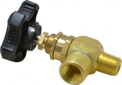 Specialty Mfr - 1/4" Pipe, Angled Needle Valve - MNPT x FNPT Ends, Brass Valve, 500 Max psi - Exact Tooling