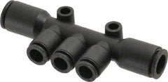 Legris - 8 x 6mm Outside Diam, Nylon Push-to-Connect Multiple Tee with Mounting Holes - 290 Max psi, Black - Exact Tooling