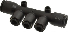 Legris - 3/8 x 1/4" Outside Diam, Nylon Push-to-Connect Tube Multiple Tee with Mounting Holes - 290 Max psi, Black - Exact Tooling