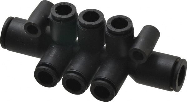 Legris - 8 x 6mm Outside Diam, Nylon Push-to-Connect Double Multiple Tee with Mounting Holes - 290 Max psi, Black - Exact Tooling