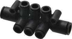 Legris - 8 x 6mm Outside Diam, Nylon Push-to-Connect Double Multiple Tee with Mounting Holes - 290 Max psi, Black - Exact Tooling