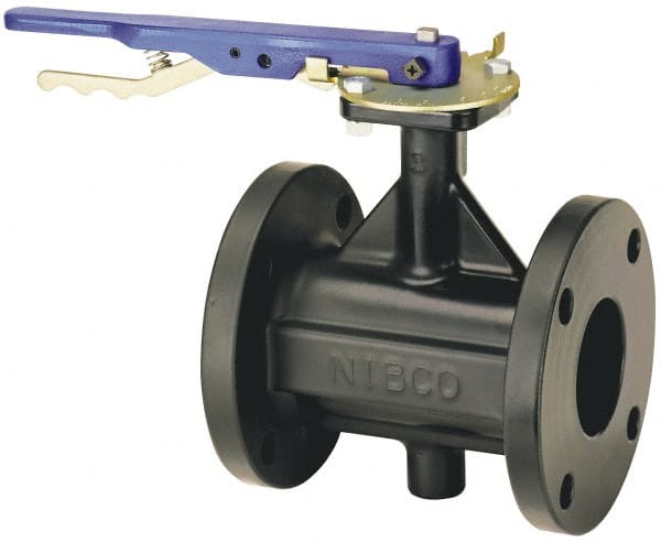 NIBCO - 6" Pipe, Flanged Butterfly Valve - Gear Handle, Cast Iron Body, Polyamide Seat, 200 WOG, EPDM Coated Ductile Iron Disc, Stainless Steel Stem - Exact Tooling