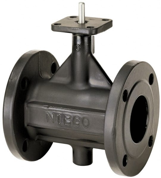 NIBCO - 2" Pipe, Flanged Butterfly Valve - Bare Stem Handle, Ductile Iron Body, Polyamide Seat, 285 WOG, EPDM Coated Ductile Iron Disc, Stainless Steel Stem - Exact Tooling
