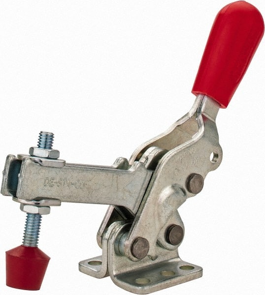 De-Sta-Co - 600 Lb Holding Capacity, Vertical Handle, Manual Hold Down Toggle Clamp - 66° Handle Movement, 75° Bar Opening, U-Bar, Flanged Base, Electro-Plated Zinc, Carbon Steel - Exact Tooling