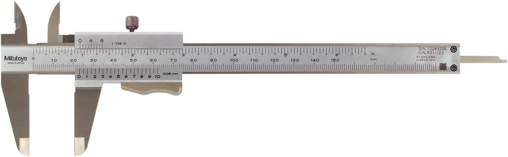 Mitutoyo - Vernier Calipers; Minimum Measurement (Decimal Inch): 0 ; Maximum Measurement (Decimal Inch): 6 ; Maximum Measurement (mm): 150 ; Graduation (mm): 0.05 ; Accuracy (mm): 0.05 ; Calibrated: No - Exact Tooling