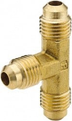 Parker - 1/2 x 1/2 x 3/8" Tube OD, 45° Brass Flared Tube Union Tee - Flare x Flare x Flare Ends - Exact Tooling