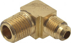 Parker - 1/4" Tube OD, 45° Brass Flared Tube Extended Male Elbow - 1/4-18 NPTF, Flare x MNPTF Ends - Exact Tooling