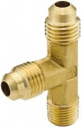 Parker - 5/8" Tube OD, 45° Brass Flared Tube Male Run Tee - 1/2-14 NPTF, Flare x MNPTF Ends - Exact Tooling