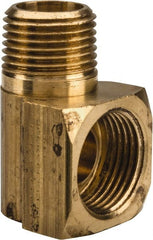 Parker - 1/2" Tube OD, Brass Flared Tube Inverted Male Elbow - 3/8-18 NPTF, Flare x MNPTF Ends - Exact Tooling