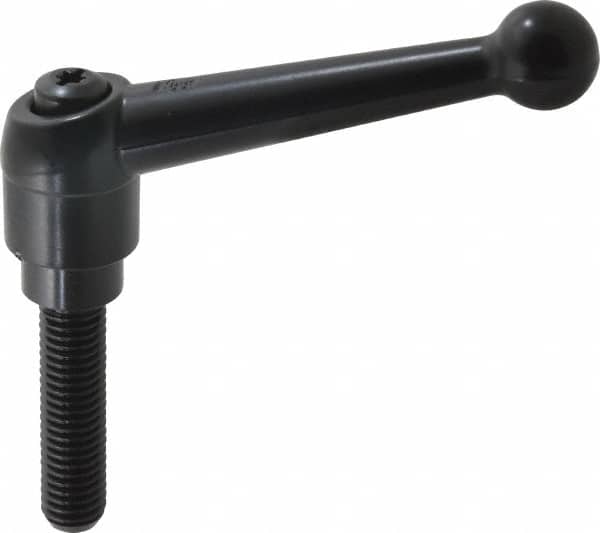 KIPP - 1/2-13, 0.98" Hub Diam, Zinc Die Cast (Steel Components) Threaded Stud Adjustable Clamping Lever - 1.97" Stud Length, 4-1/4" OAL, 2.64" High - Exact Tooling