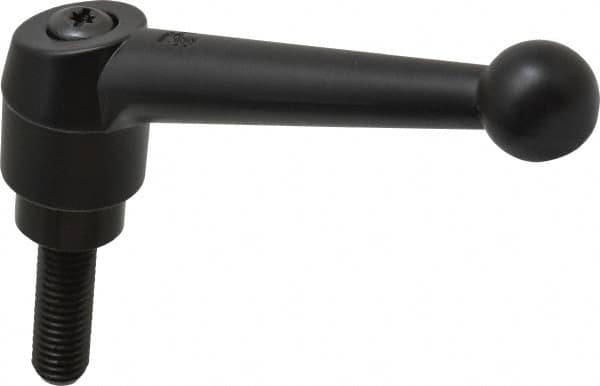 KIPP - 1/2-13, 1.18" Hub Diam, Zinc Die Cast (Steel Components) Threaded Stud Adjustable Clamping Lever - 1.57" Stud Length, 4.96" OAL, 3.11" High - Exact Tooling