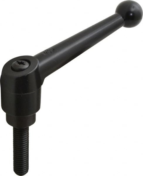 KIPP - 1/2-13, 1.18" Hub Diam, Zinc Die Cast (Steel Components) Threaded Stud Adjustable Clamping Lever - 1.97" Stud Length, 4.96" OAL, 3.11" High - Exact Tooling