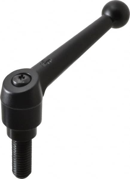 KIPP - 5/8-11, 1.18" Hub Diam, Zinc Die Cast (Steel Components) Threaded Stud Adjustable Clamping Lever - 1.57" Stud Length, 4.96" OAL, 3.11" High - Exact Tooling