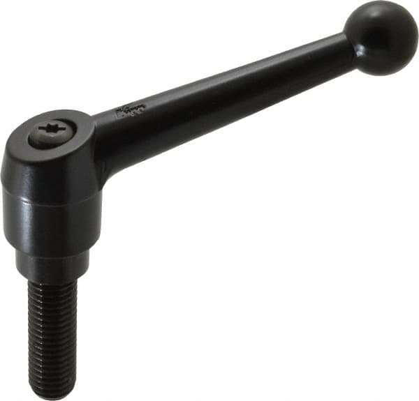 KIPP - 5/8-11, 1.18" Hub Diam, Zinc Die Cast (Steel Components) Threaded Stud Adjustable Clamping Lever - 1.97" Stud Length, 4.96" OAL, 3.11" High - Exact Tooling