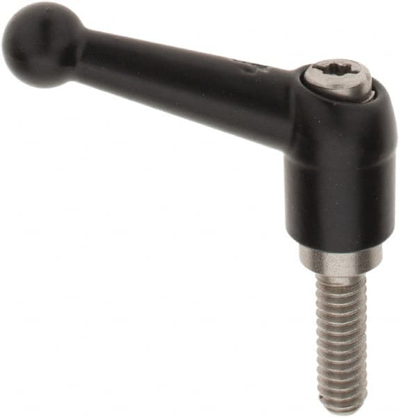 KIPP - 1/4-20, 13mm Hub Diam, Zinc Die Cast (Stainless Steel Components) Threaded Stud Adjustable Clamping Lever - 0.79" Stud Length, 46mm OAL, 32.5mm High - Exact Tooling