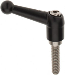 KIPP - 1/4-20, 13mm Hub Diam, Zinc Die Cast (Stainless Steel Components) Threaded Stud Adjustable Clamping Lever - 0.98" Stud Length, 46mm OAL, 32.5mm High - Exact Tooling