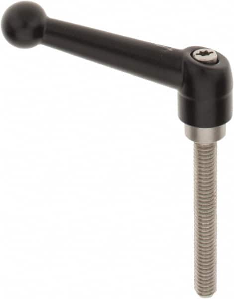 KIPP - 5/16-18, 0.71" Hub Diam, Zinc Die Cast (Stainless Steel Components) Threaded Stud Adjustable Clamping Lever - 2.36" Stud Length, 2.87" OAL, 1.79" High - Exact Tooling