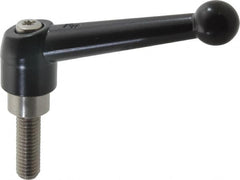 KIPP - 3/8-16, 0.83" Hub Diam, Zinc Die Cast (Stainless Steel Components) Threaded Stud Adjustable Clamping Lever - 1.18" Stud Length, 3.54" OAL, 2.26" High - Exact Tooling