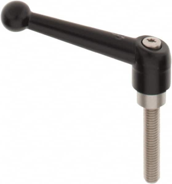 KIPP - 3/8-16, 0.83" Hub Diam, Zinc Die Cast (Stainless Steel Components) Threaded Stud Adjustable Clamping Lever - 1.97" Stud Length, 3.54" OAL, 2.26" High - Exact Tooling