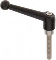 KIPP - 3/8-16, 0.83" Hub Diam, Zinc Die Cast (Stainless Steel Components) Threaded Stud Adjustable Clamping Lever - 1.97" Stud Length, 3.54" OAL, 2.26" High - Exact Tooling