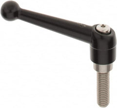 KIPP - 1/2-13, 0.98" Hub Diam, Zinc Die Cast (Stainless Steel Components) Threaded Stud Adjustable Clamping Lever - 1.57" Stud Length, 4-1/4" OAL, 2.64" High - Exact Tooling