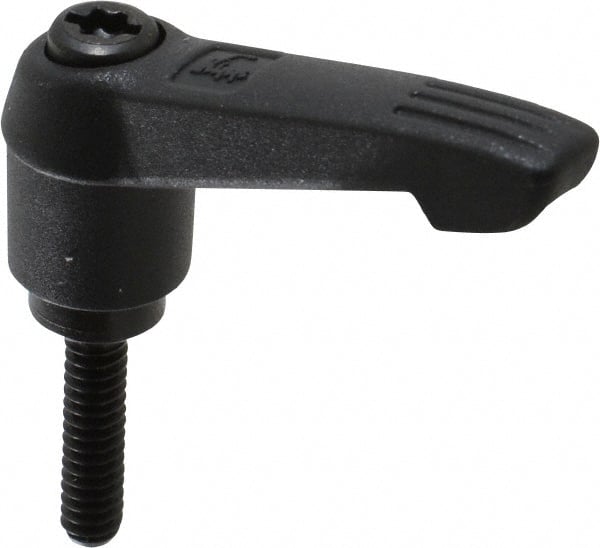 KIPP - #10-24, 0.51" Hub Diam, Glass Fiber (Steel Components) Threaded Stud Adjustable Clamping Lever - 0.79" Stud Length, 1.85" OAL, 1.18" High - Exact Tooling