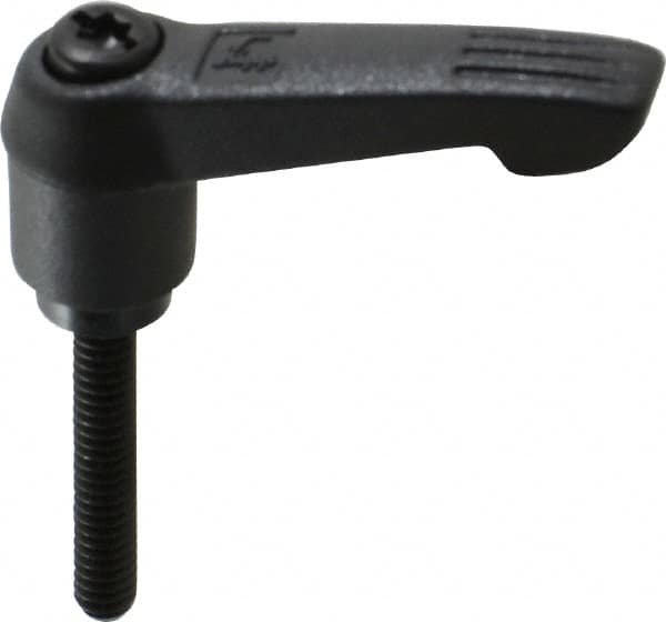 KIPP - #10-24, 0.51" Hub Diam, Glass Fiber (Steel Components) Threaded Stud Adjustable Clamping Lever - 1.18" Stud Length, 1.85" OAL, 1.18" High - Exact Tooling