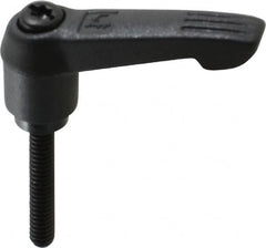 KIPP - #10-24, 0.51" Hub Diam, Glass Fiber (Steel Components) Threaded Stud Adjustable Clamping Lever - 1.18" Stud Length, 1.85" OAL, 1.18" High - Exact Tooling