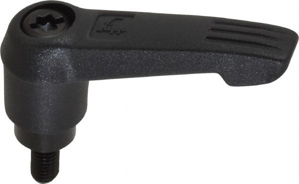 KIPP - #10-32, 0.51" Hub Diam, Glass Fiber (Steel Components) Threaded Stud Adjustable Clamping Lever - 0.39" Stud Length, 1.85" OAL, 1.18" High - Exact Tooling