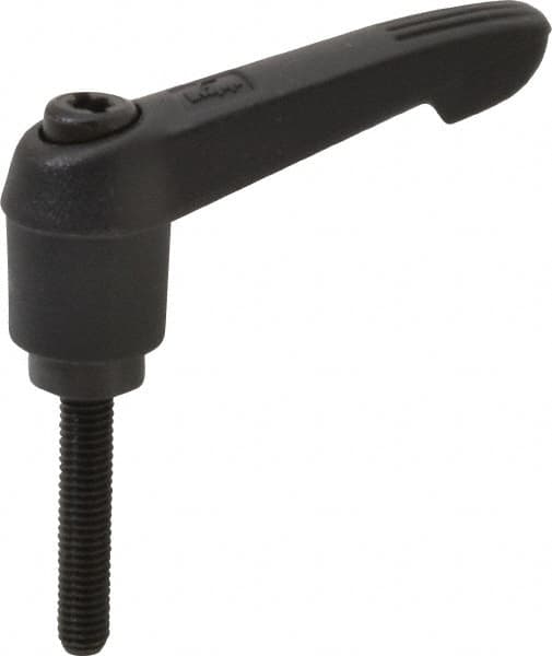 KIPP - #10-32, 0.51" Hub Diam, Glass Fiber (Steel Components) Threaded Stud Adjustable Clamping Lever - 0.98" Stud Length, 1.85" OAL, 1.18" High - Exact Tooling