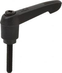 KIPP - #10-32, 0.51" Hub Diam, Glass Fiber (Steel Components) Threaded Stud Adjustable Clamping Lever - 0.98" Stud Length, 1.85" OAL, 1.18" High - Exact Tooling
