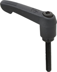 KIPP - #10-32, 0.51" Hub Diam, Glass Fiber (Steel Components) Threaded Stud Adjustable Clamping Lever - 1.18" Stud Length, 1.85" OAL, 1.18" High - Exact Tooling