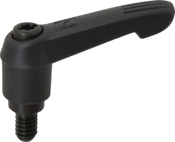 KIPP - 1/4-20, 0.51" Hub Diam, Glass Fiber (Steel Components) Threaded Stud Adjustable Clamping Lever - 0.39" Stud Length, 1.85" OAL, 1.18" High - Exact Tooling