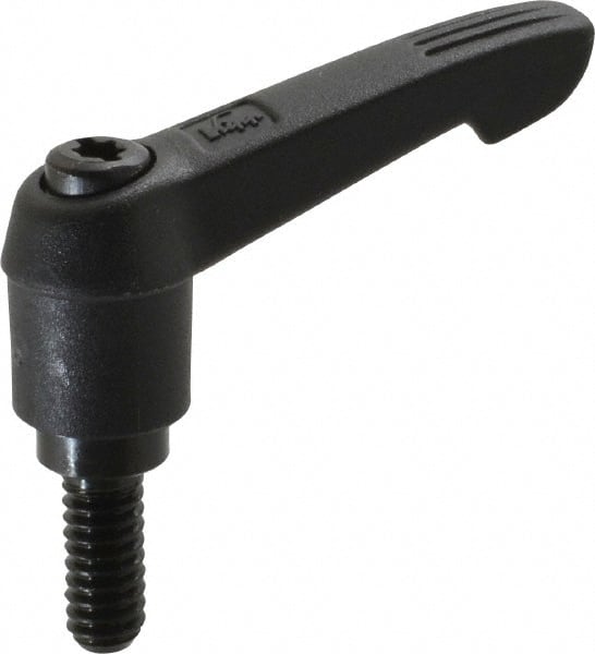 KIPP - 1/4-20, 0.51" Hub Diam, Glass Fiber (Steel Components) Threaded Stud Adjustable Clamping Lever - 0.59" Stud Length, 1.85" OAL, 1.18" High - Exact Tooling
