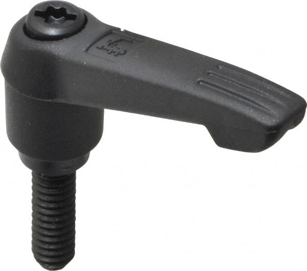 KIPP - 1/4-20, 0.51" Hub Diam, Glass Fiber (Steel Components) Threaded Stud Adjustable Clamping Lever - 0.79" Stud Length, 1.85" OAL, 1.18" High - Exact Tooling