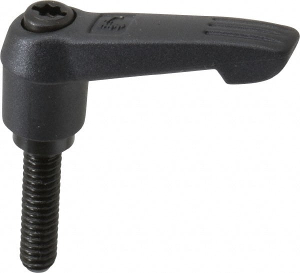 KIPP - 1/4-20, 0.51" Hub Diam, Glass Fiber (Steel Components) Threaded Stud Adjustable Clamping Lever - 0.98" Stud Length, 1.85" OAL, 1.18" High - Exact Tooling