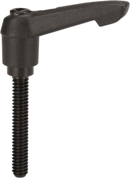 KIPP - 1/4-20, 0.51" Hub Diam, Glass Fiber (Steel Components) Threaded Stud Adjustable Clamping Lever - 1.57" Stud Length, 1.85" OAL, 1.18" High - Exact Tooling