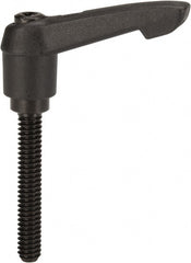 KIPP - 1/4-20, 0.51" Hub Diam, Glass Fiber (Steel Components) Threaded Stud Adjustable Clamping Lever - 1.57" Stud Length, 1.85" OAL, 1.18" High - Exact Tooling