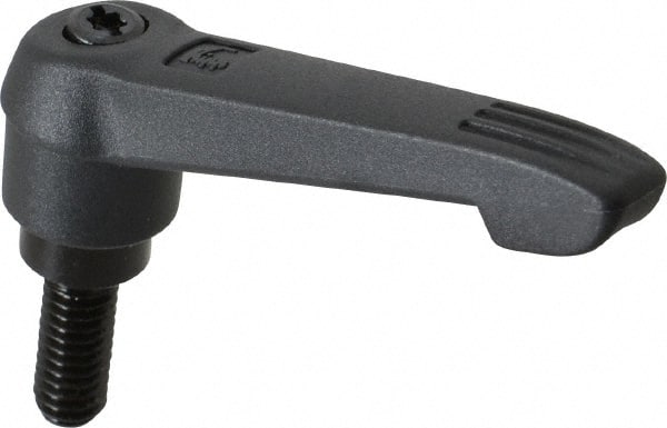 KIPP - 5/16-18, 0.71" Hub Diam, Glass Fiber (Steel Components) Threaded Stud Adjustable Clamping Lever - 0.79" Stud Length, 2.95" OAL, 1.63" High - Exact Tooling